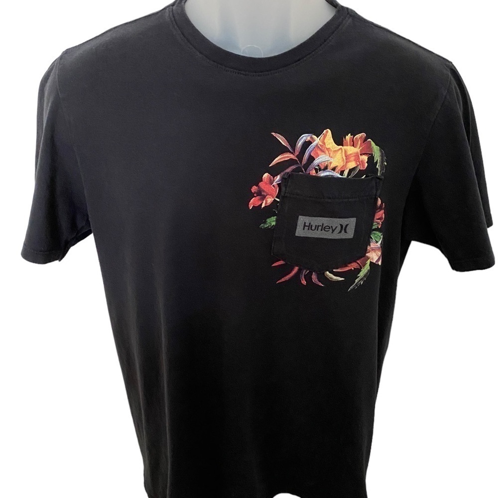HURLEY Surf Floral Hawaiian Pocket Tee Shirt Men S Small